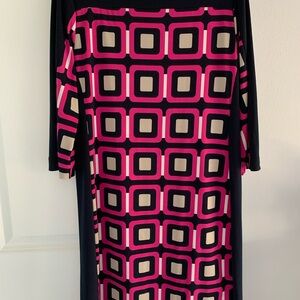 Banana Republic Pink and Navy Blue Long Sleeve Dress